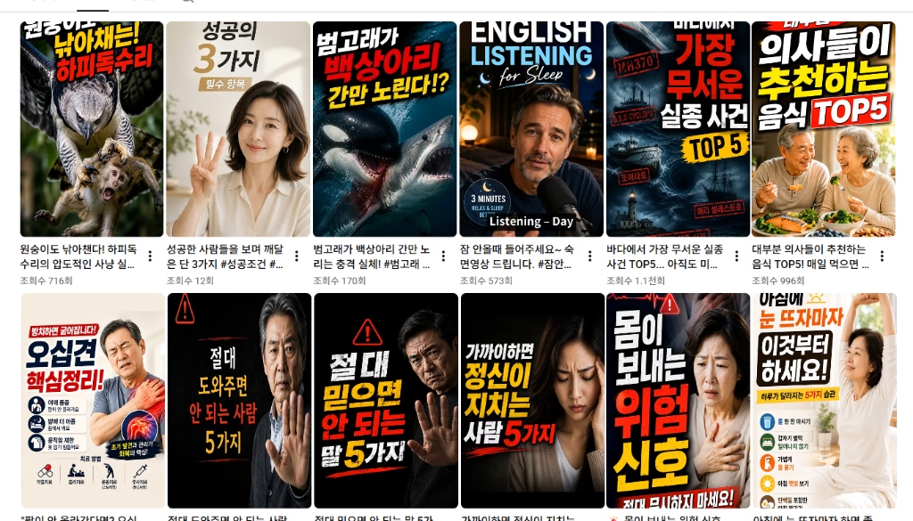 GSY 유튜브 쇼츠 채널 썸네일 레퍼런스